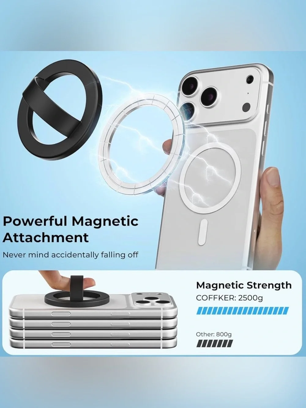 💞 New White Silicone Magnetic Ring Cell Phone Grip